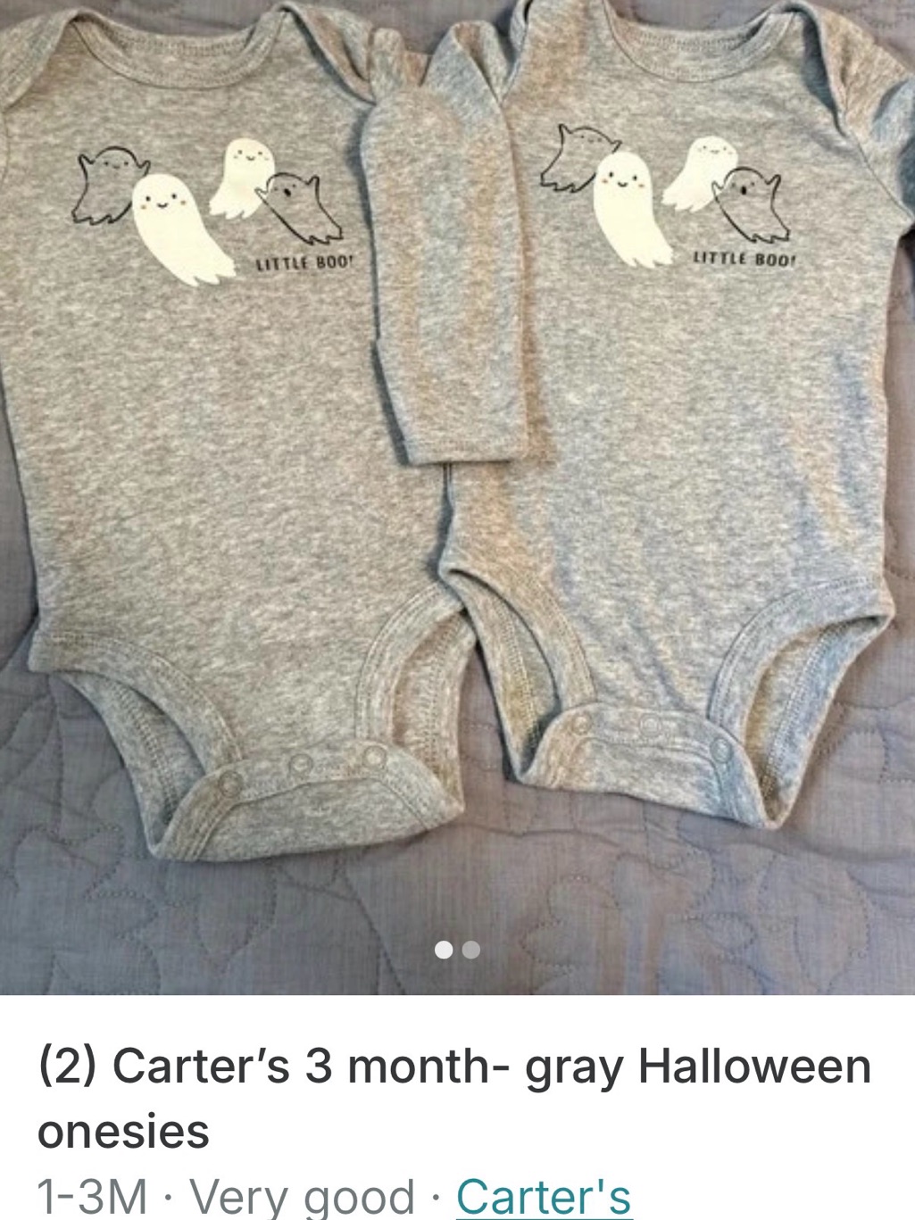 Gray Baby Onesies With Ghost Print - Little Boo 3mo